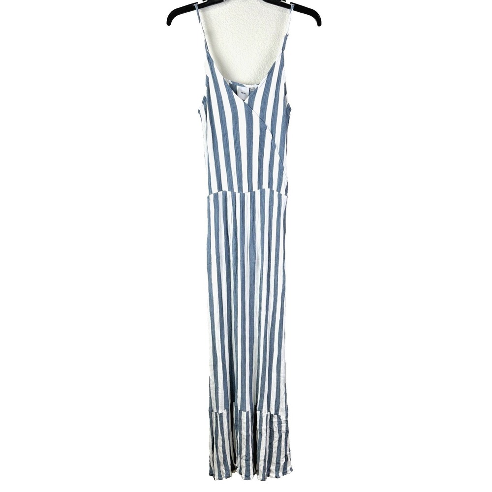 Ichi Dress Women's M Blue White Maxi Dress Tiered Sundress Stripes Cottage